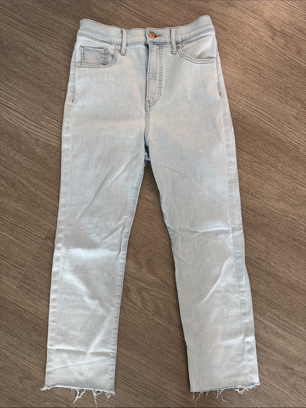 Express Light Wash Straight Leg Jeans - Light Blue
